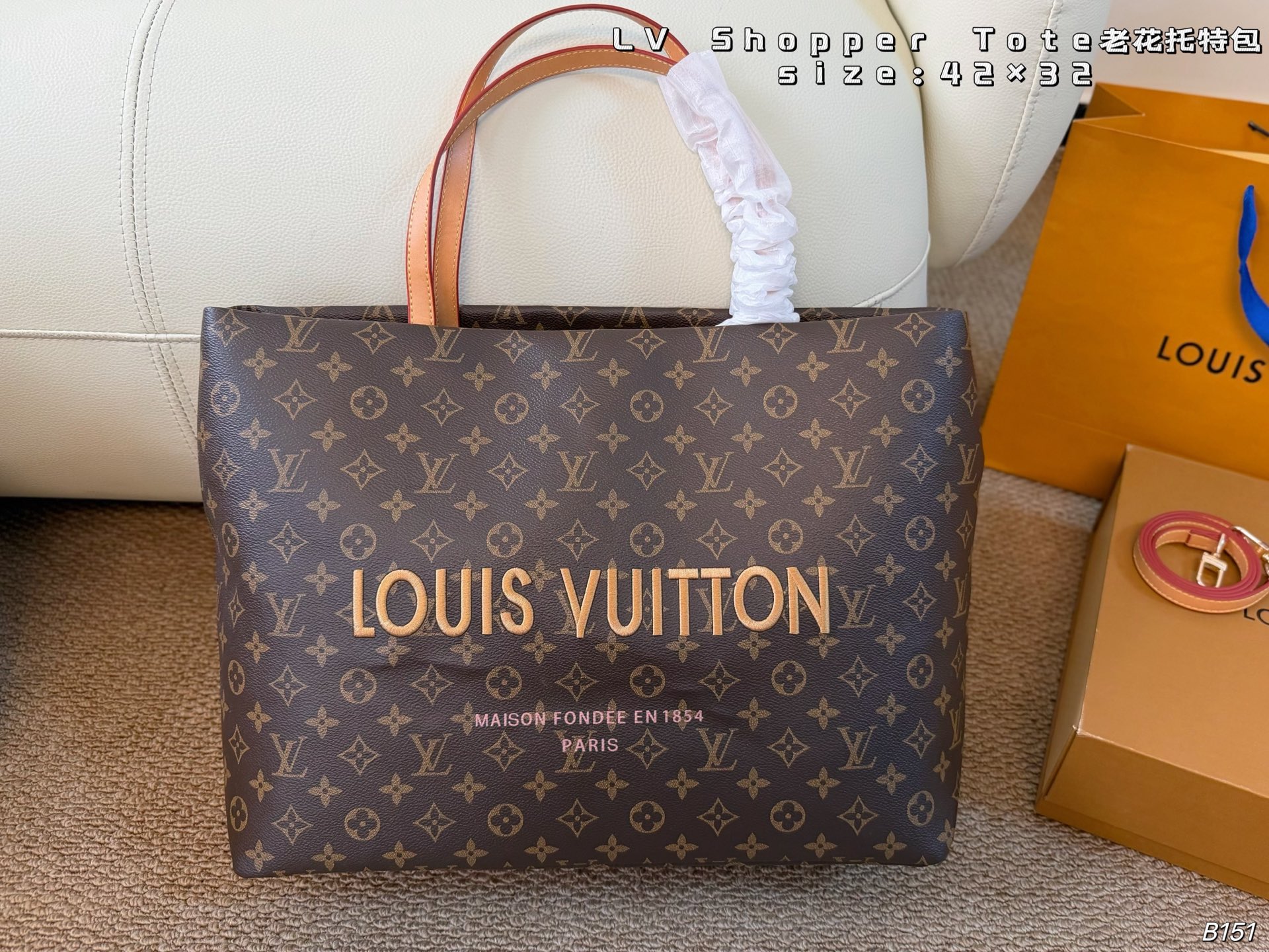 LV Denim Monogram Tote Bag Monogram Canvas